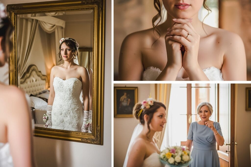 Momento emozionante tra la sposa e la madre prima della cerimonia